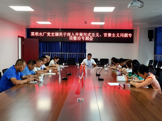 菜壩水廠黨支部召開關(guān)于深入開展形式主義、官僚主義問題專項整治專題會